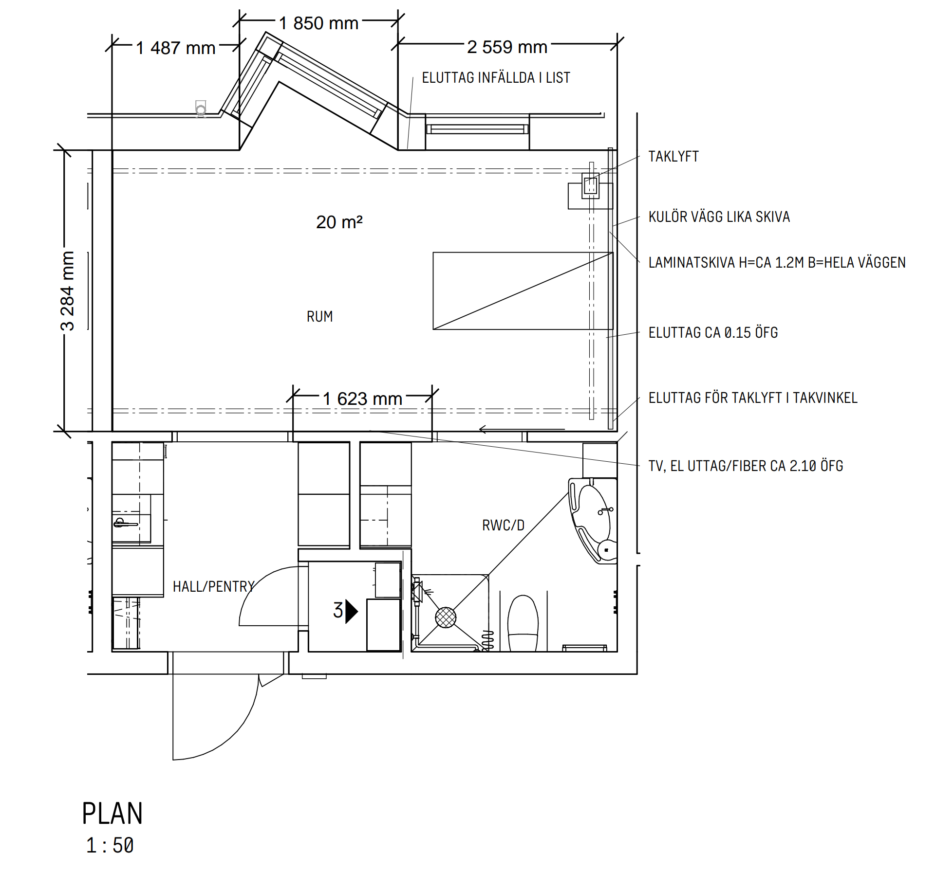 Ritning över lägenhet i Ångenäs
